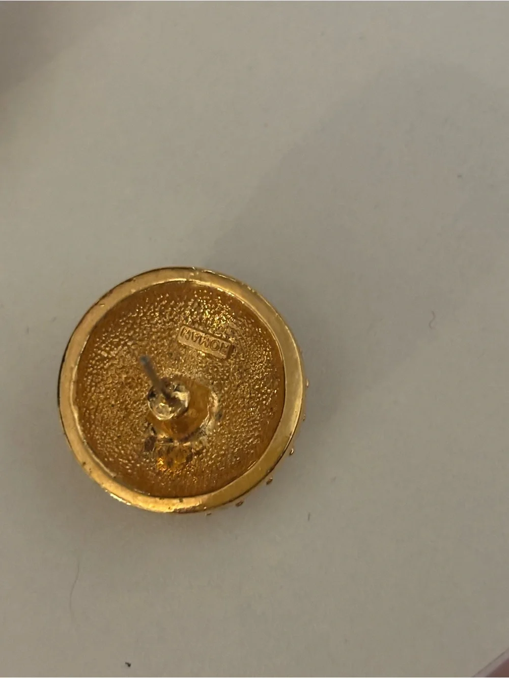Vintage Roman Gold Tone Crystal Pave Dome Stud Earrings Excellent Condition